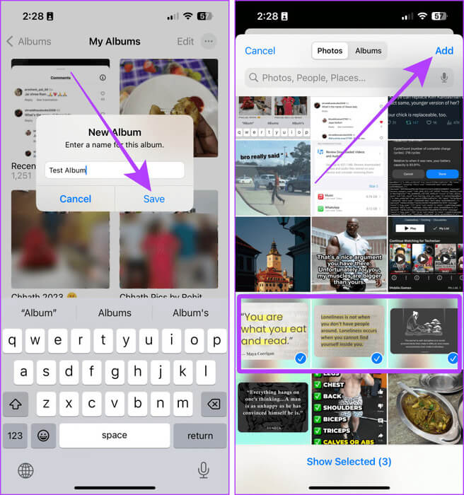 Add-Photos-to-an-Album 9 طرق لتنظيم الصور على iPhone