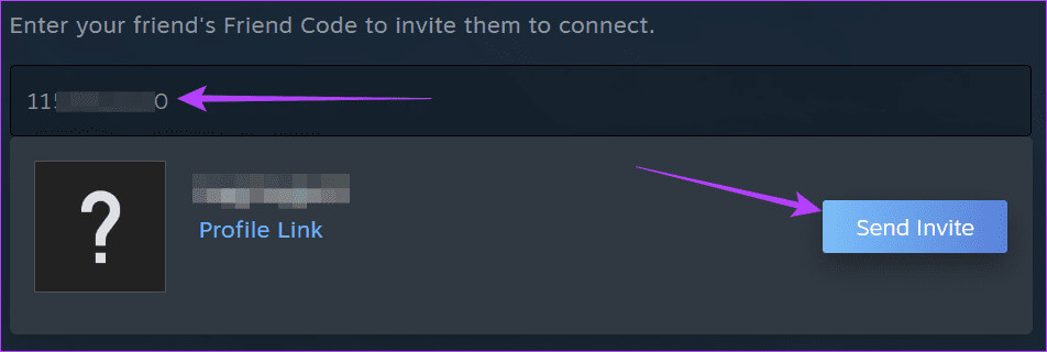 Add-the-code-and-then-hit-Send-Invite كيفية إضافة أصدقاء على Steam دون الدفع