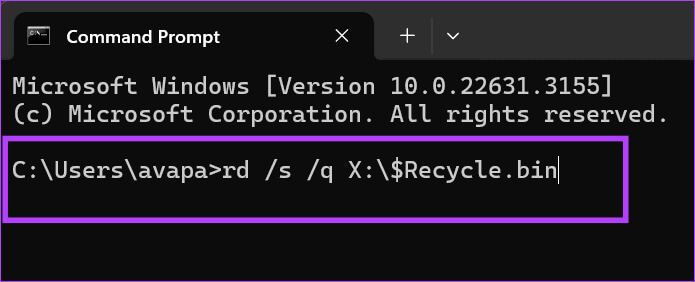 Add-the-commadnd-1 6 طرق لإصلاح خطأ تلف سلة المحذوفات على Windows 11