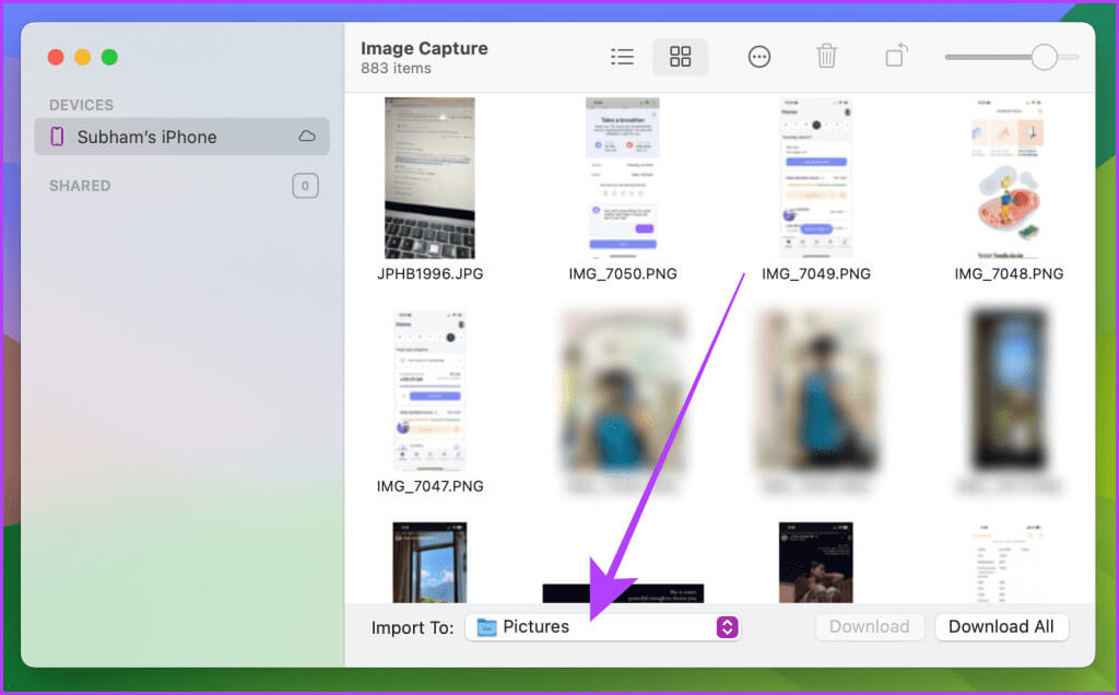 Change-Import-Folder-of-Image-Capture-1024x636-1 5 أسهل طرق لنقل الملفات من iPhone إلى Mac