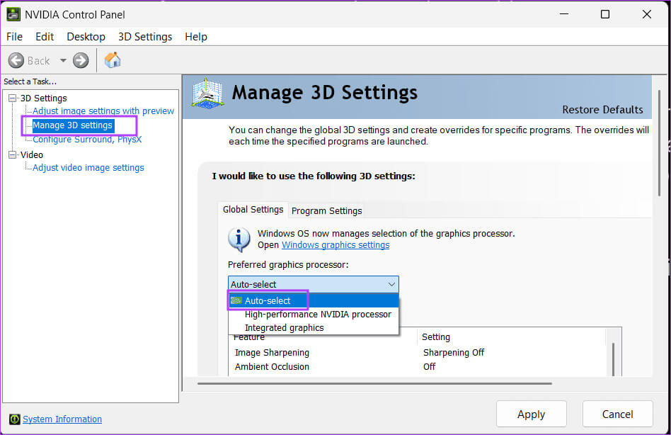 Change-the-GPU-Preference-in-the-NVIDIA-Control-Panel أفضل 6 إصلاحات لعدم عمل Lightshot على Windows 11