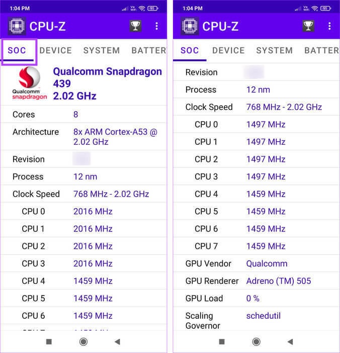 Check-processor-CPU-Z كيفية التحقق من المعالج على هاتف Android الخاص بك (بما في ذلك Samsung)
