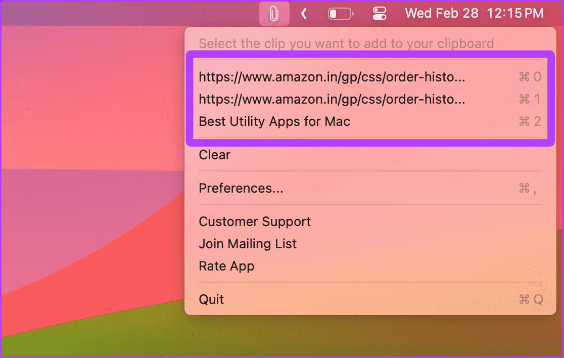 Clipboard-History-in-Copy-Clip-Mac 8 أفضل التطبيقات المساعدة لجهاز Mac لتسريع سير عملك