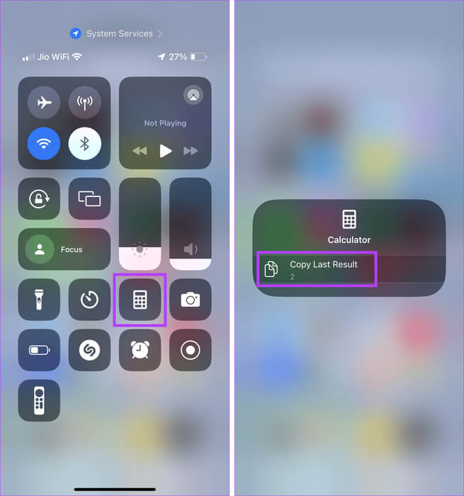 Copy-last-result-Control-Center 5 طرق لرؤية سجل الآلة الحاسبة على iPhone