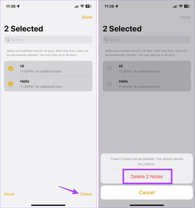 Delete-all-deleted-notes 6 طرق للعثور على سلة المهملات وإفراغها على iPhone