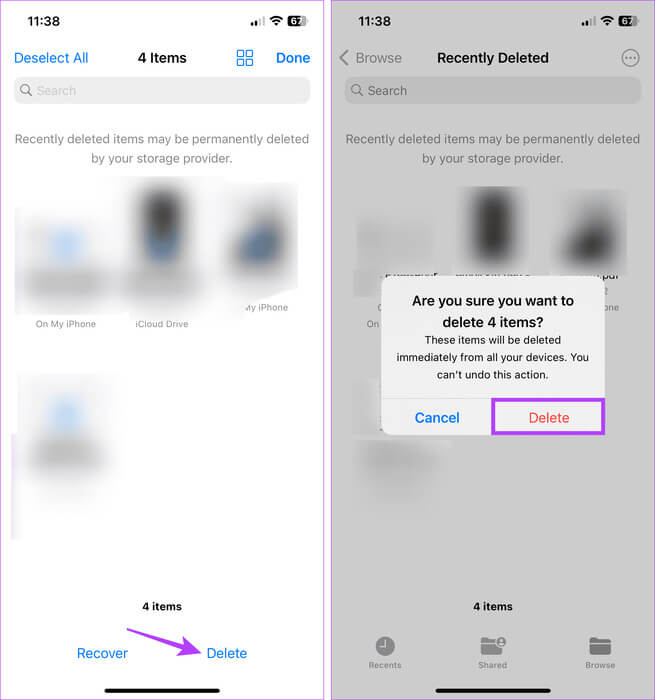 Delete-files-in-iPhone 6 طرق للعثور على سلة المهملات وإفراغها على iPhone