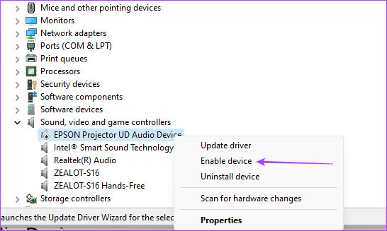 Enable-your-SOund-device أفضل 8 إصلاحات لشريط تمرير مستوى الصوت في Windows 11 عالق على الشاشة