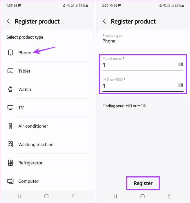 Enter-device-details كيفية التحقق مما إذا كان هاتف Samsung أصليًا أم مزيفًا