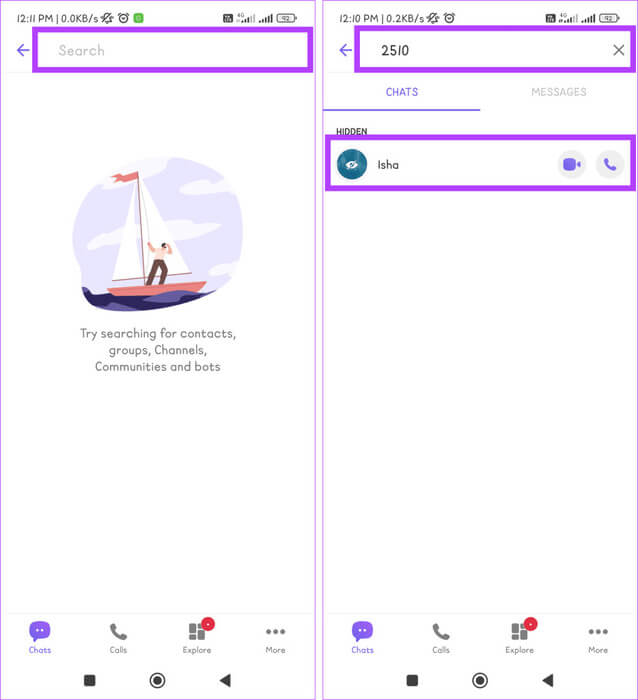 Enter-the-4-digit-PIN-and-tap-on-the-hidden-chat-you-want-to-view-934x1024-1 كيفية إخفاء محادثات Viber وإظهارها على الهاتف المحمول