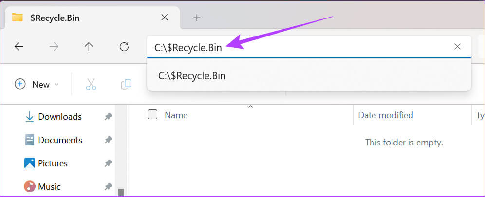 Enter-the-following-address-inside-the 6 طرق لإصلاح خطأ تلف سلة المحذوفات على Windows 11