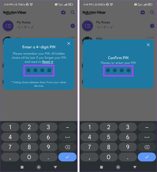 Enter-your-PIN-and-confirm-your-PIN-by-entering-it-again-934x1024-1 كيفية إخفاء محادثات Viber وإظهارها على الهاتف المحمول