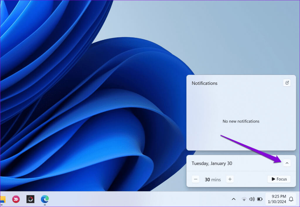Expand-Taskbar-Calendar-on-Windows-11-1024x705-1 أفضل 6 إصلاحات لعدم فتح تقويم شريط المهام على Windows 11