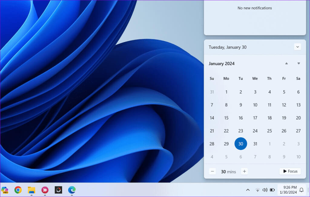 Expanded-Taskbar-Calendar-on-Windows-11-1024x650-1 أفضل 6 إصلاحات لعدم فتح تقويم شريط المهام على Windows 11