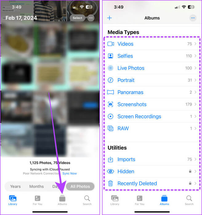 Find-Photos-Videos-by-Media-Types 9 طرق لتنظيم الصور على iPhone