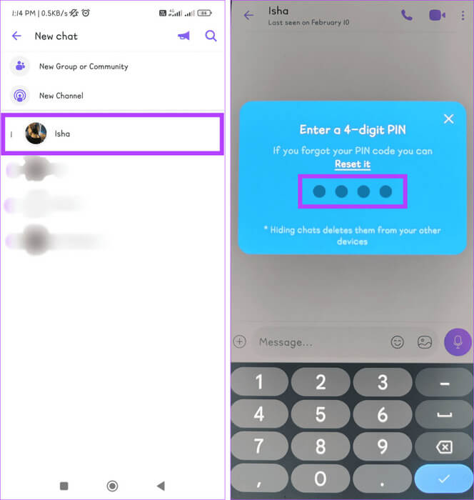 Find-the-contact-you-want-to-unhide-tap-on-that-contact-card-and-enter-your-4-digit-PIN-972x1024-1 كيفية إخفاء محادثات Viber وإظهارها على الهاتف المحمول