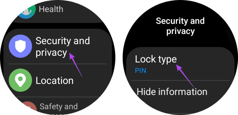 Galaxy-watch-security-settings كيفية إزالة رمز PIN للأمان من Samsung Galaxy Watch