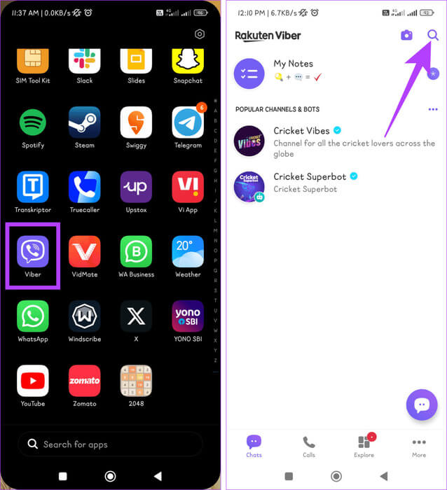 Head-to-the-Viber-app-and-tap-the-search-icon-934x1024-1 كيفية إخفاء محادثات Viber وإظهارها على الهاتف المحمول