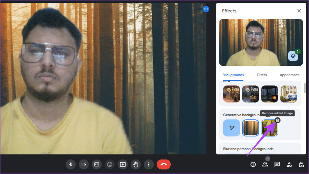 Hover-over-the-background-you-wish-to-remove-and-press-the-Delete-icon-1024x577-1 كيفية إنشاء خلفية Google Meet باستخدام Gemini AI