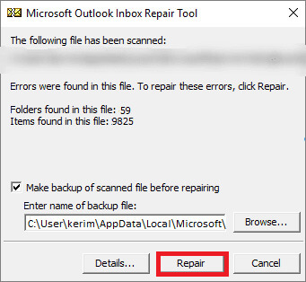 If-there-are-errors-then-click-on-Repair كيفية إصلاح ملف PST بدون ScanPST