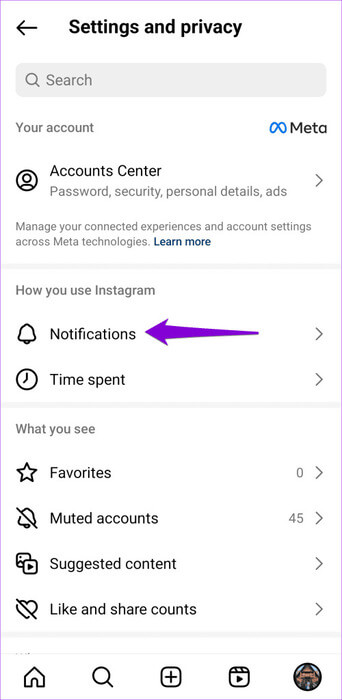 Instagram-In-App-Notification-Settings-on-Phone-500x1024-1 كيفية إيقاف منشورات وإشعارات Threads من الظهور على Instagram