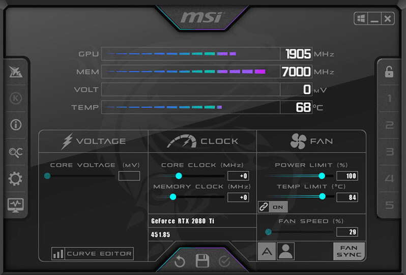 MSI-afterburner أفضل 8 برامج لمراقبة درجة الحرارة والتحكم بها في Windows