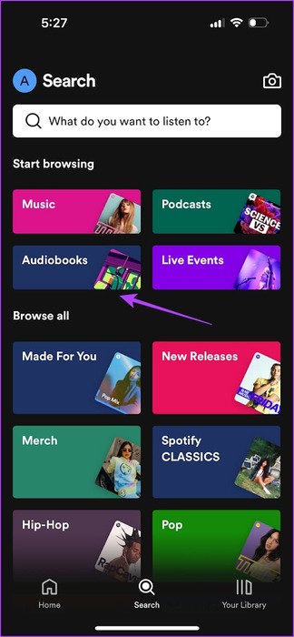 Open-Audiobooks-Section كيفية شراء الكتب الصوتية والاستماع إليها على Spotify