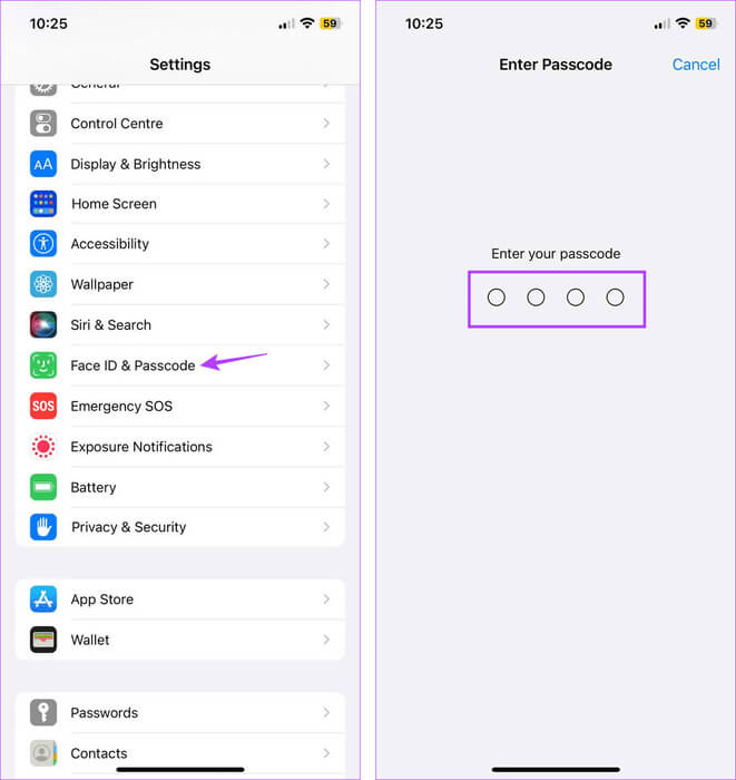 Open-Face-ID-and-Passcode-Settings-1 كيفية إزالة الأدوات من شاشة قفل iPhone