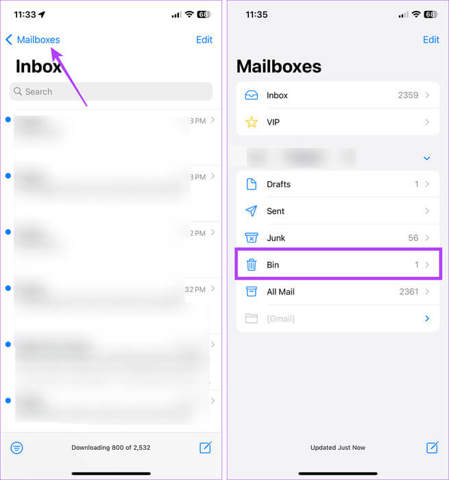 Open-all-mailboxes 6 طرق للعثور على سلة المهملات وإفراغها على iPhone