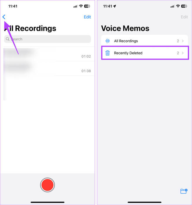 Open-deleted-Voice-Memos 6 طرق للعثور على سلة المهملات وإفراغها على iPhone