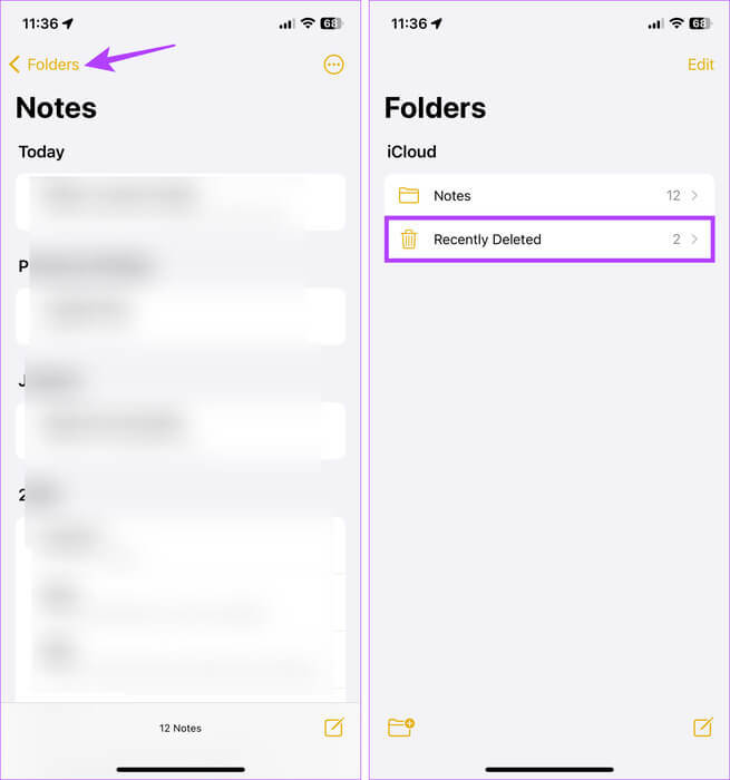Open-deleted-notes 6 طرق للعثور على سلة المهملات وإفراغها على iPhone
