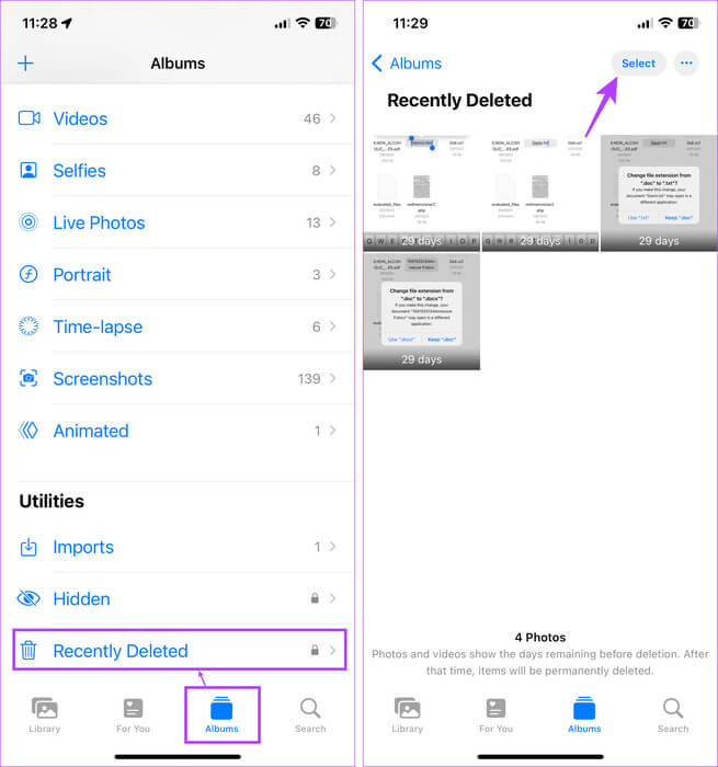 Open-deleted-photos 6 طرق للعثور على سلة المهملات وإفراغها على iPhone