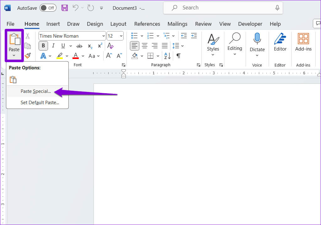 Paste-Special-in-Word كيفية حفظ مستند Word كصورة