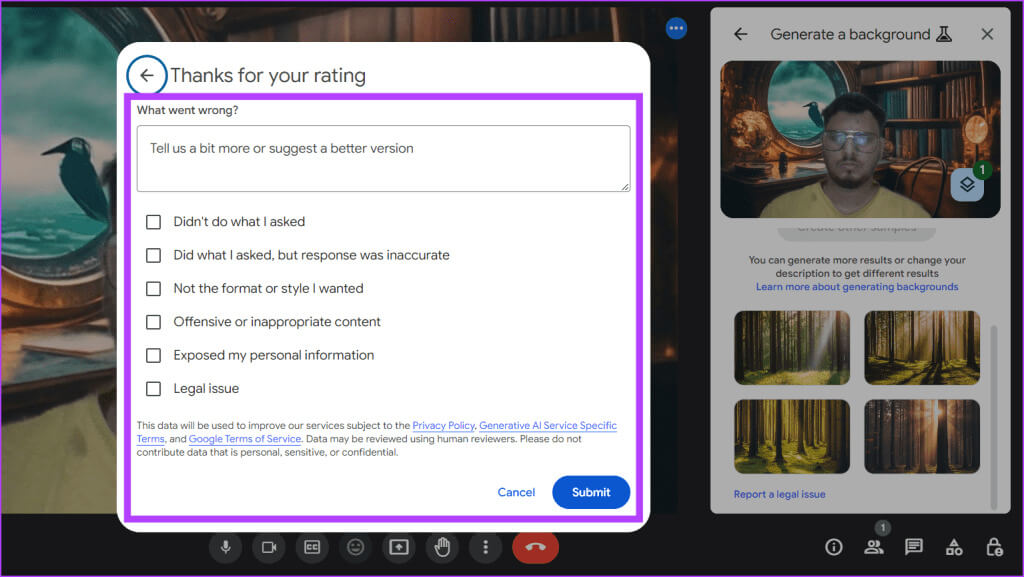 Pick-the-reason-that-best-explains-why-you-disliked-the-image-and-click-the-Submit-button-1024x577-1 كيفية إنشاء خلفية Google Meet باستخدام Gemini AI