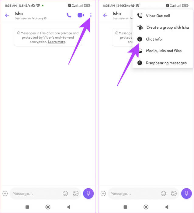 Press-the-three-dot-icon-and-select-Chat-info-934x1024-1 كيفية إخفاء محادثات Viber وإظهارها على الهاتف المحمول