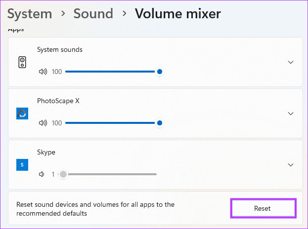 Reset-Windows-sounds أفضل 8 إصلاحات لشريط تمرير مستوى الصوت في Windows 11 عالق على الشاشة