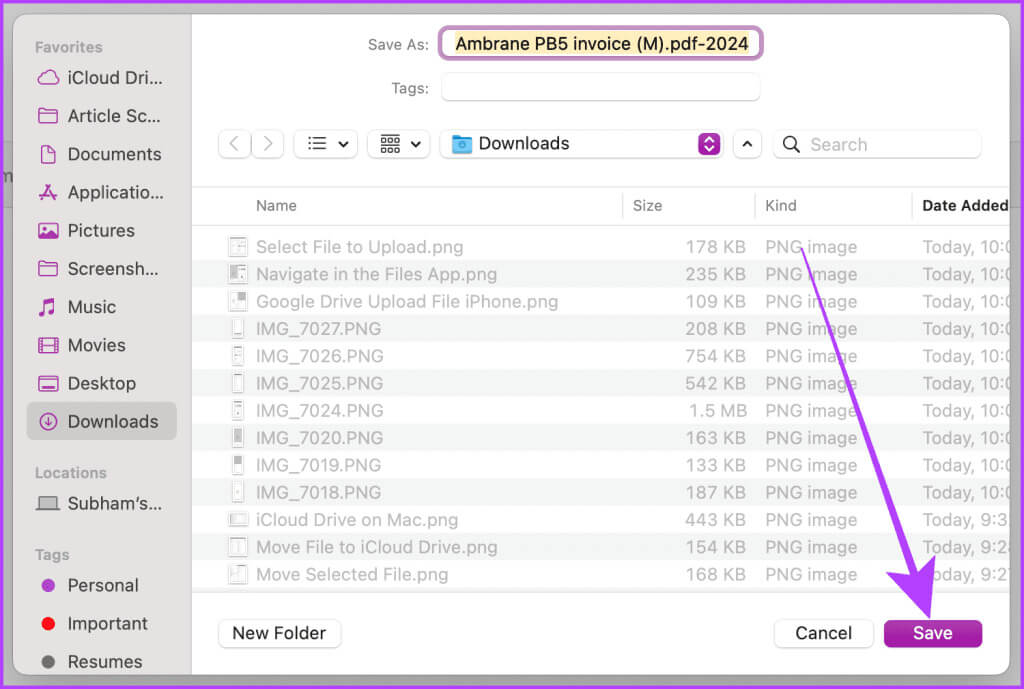 Save-File-on-your-Mac-1024x689-1 5 أسهل طرق لنقل الملفات من iPhone إلى Mac