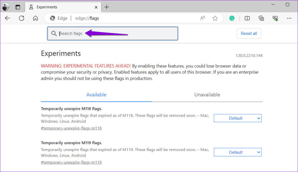 Search-Flags-in-Edge-1024x592-1 كيفية تعطيل التشغيل التلقائي للصوت والفيديو في Microsoft Edge