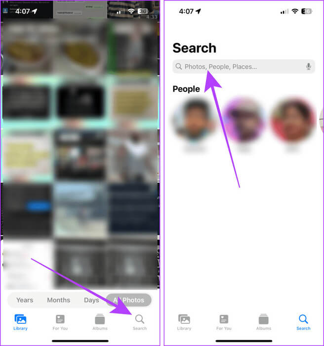 Search-Tab-Photos-App-iPhone 9 طرق لتنظيم الصور على iPhone