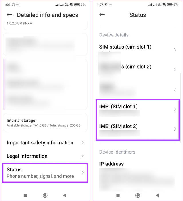 See-IMEI-number-Xiaomi كيفية العثور على رقم IMEI على Android (مع/بدون هاتف)