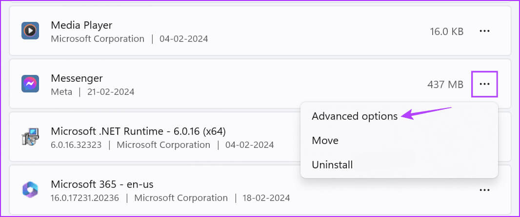 See-app-options-Windows كيفية مسح ذاكرة التخزين المؤقت لبرنامج Messenger على أي جهاز