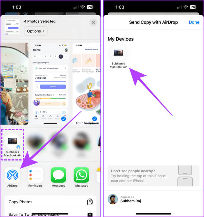 Select-Mac-to-AirDrop-Photos 5 أسهل طرق لنقل الملفات من iPhone إلى Mac