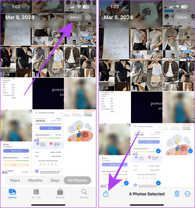 Select-Photos-in-Photos-App-iPhone 5 أسهل طرق لنقل الملفات من iPhone إلى Mac