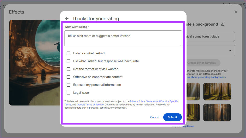 Select-a-reason-for-your-dislike-and-click-Submit-1024x577-1 كيفية إنشاء خلفية Google Meet باستخدام Gemini AI