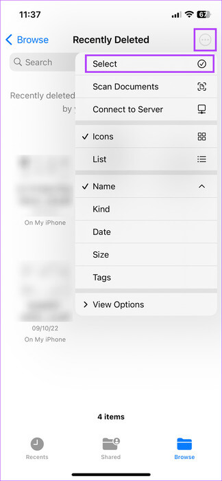 Select-files-1 6 طرق للعثور على سلة المهملات وإفراغها على iPhone