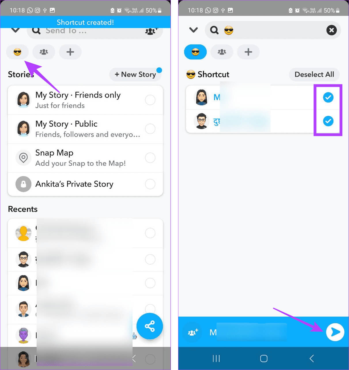 Send-Snap-to-all-1 ما هي الساعة الرملية على Snapchat وإلى متى تستمر
