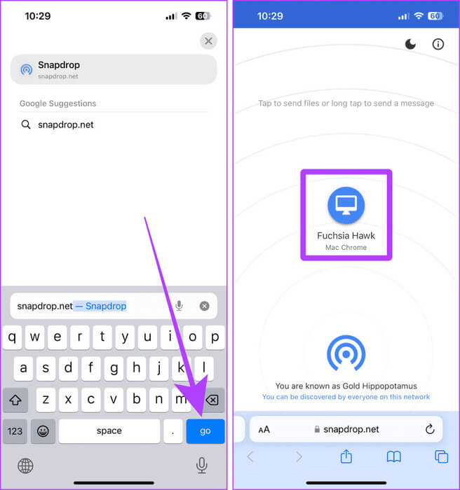 Snapdrop-website-on-iPhone 5 أسهل طرق لنقل الملفات من iPhone إلى Mac