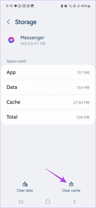 Tap-on-Clear-cache-6 كيفية مسح ذاكرة التخزين المؤقت لبرنامج Messenger على أي جهاز