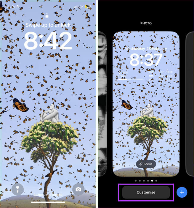 Tap-on-the-Customize-option-1 كيفية إزالة الأدوات من شاشة قفل iPhone