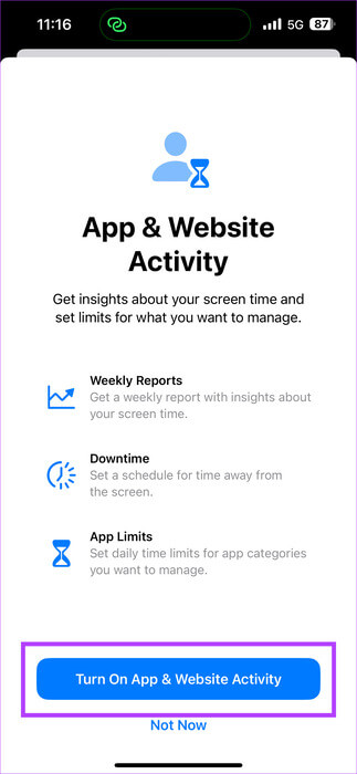 Turn-On-App-Website-Activity-1 9 طرق لإصلاح عرض iPhone لوقت شاشة غير صحيح