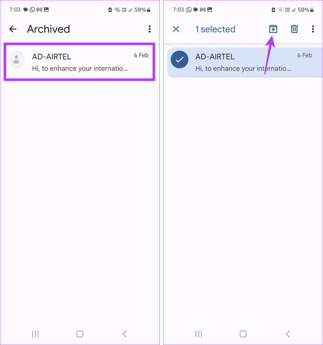 Unarchive-the-message 6 طرق لاستعادة الرسائل النصية المحذوفة على Android